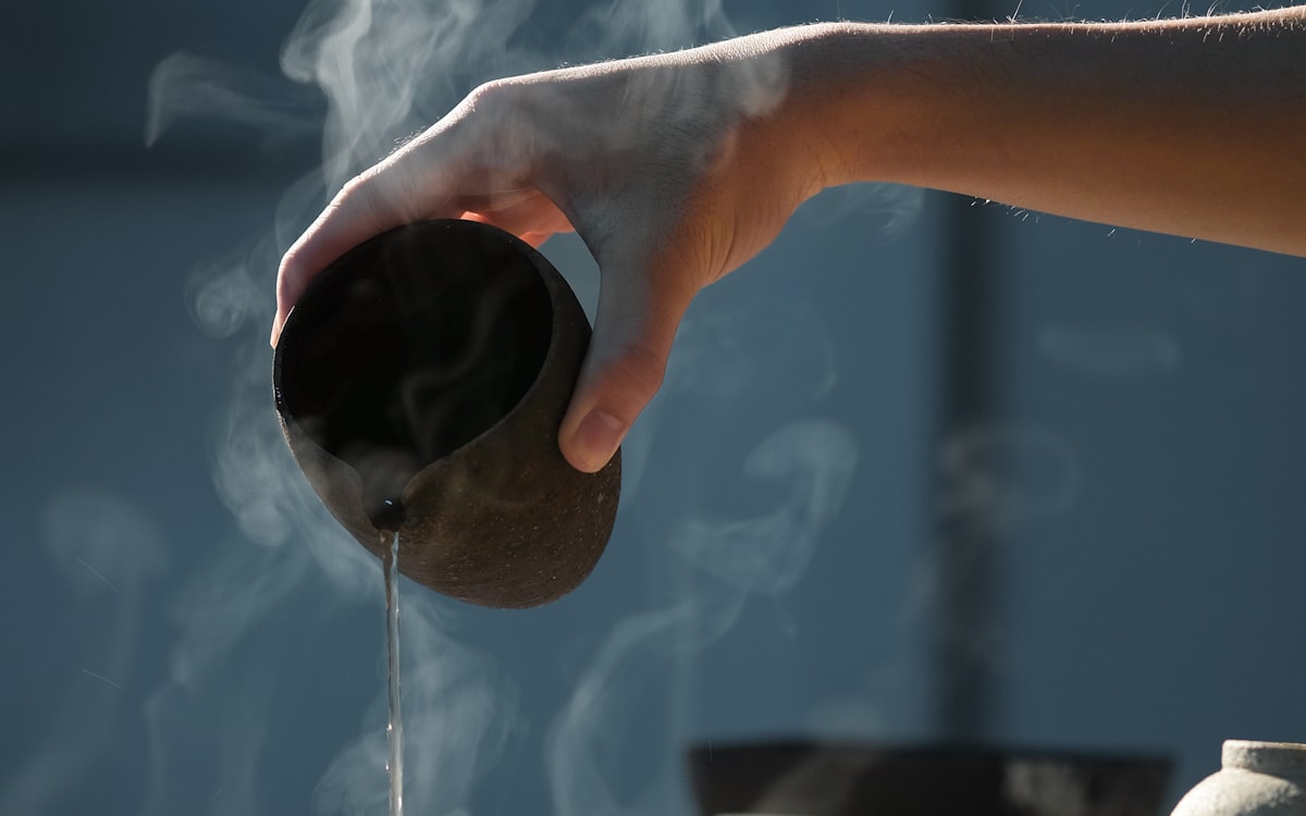 Steam rising from a fresh pour